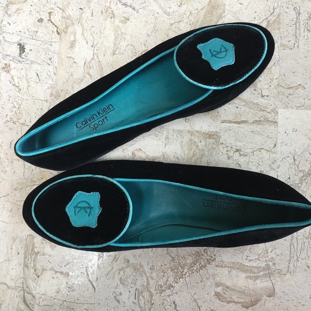 Calvin Klein Sports Black Velvet Flat Slip on